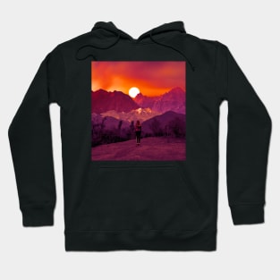 A girl stands on a hill and looks at the Beautiful sky Hoodie